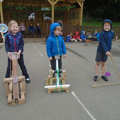 Catapult testing - the children had a lot of fun testing their Home Learning 'Big Builds'